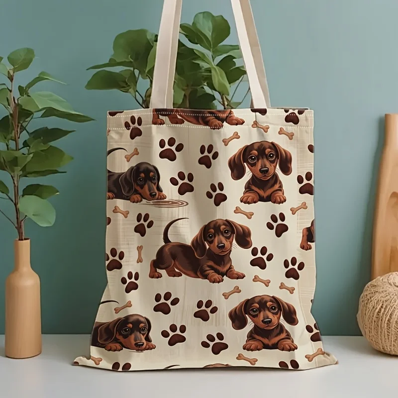 Just, Puppy Paw Print Tote Bag - Stationery Storage Bag, Gift Bag, Perfect for School, Outings, Travel, Holidays, Shopping, And