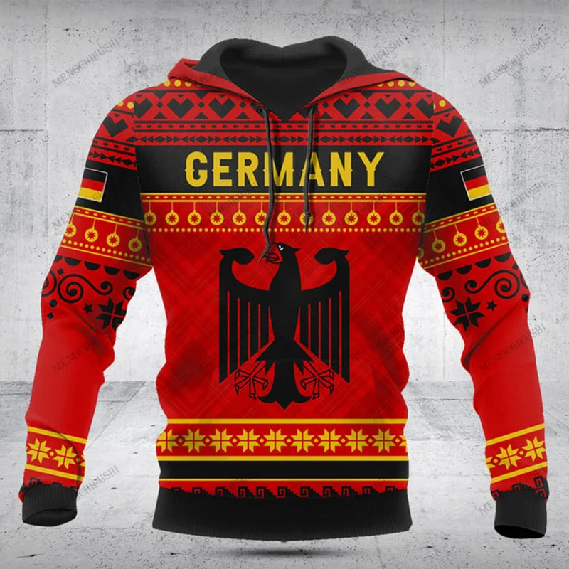 

Customize Germany Symbol Christmas Unisex Hoodies Loose Tops Sweatshirts Winter Casual Clothing Oversized Streetwear