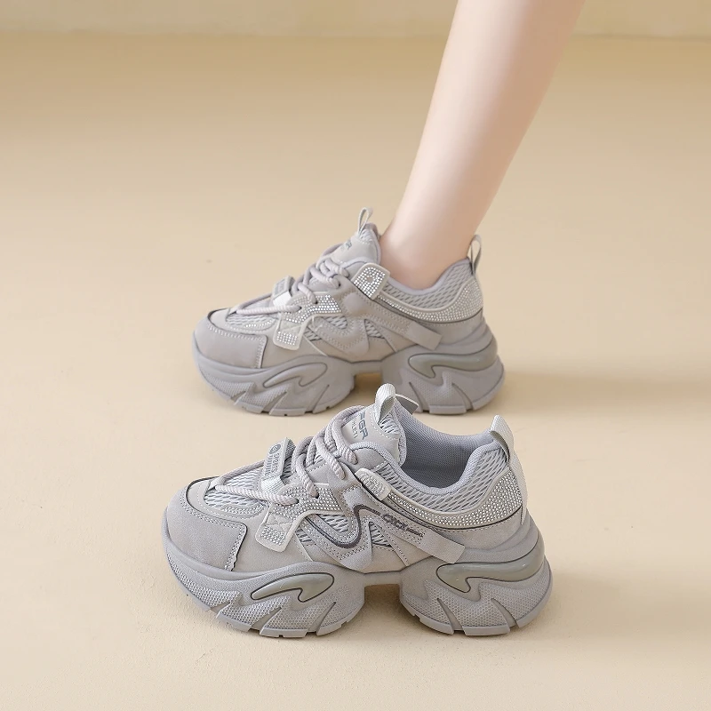 Women Platform Sneakers Design Casual Outdoor Shoes Comfortable Lace Up Running Sports High Quality Women's Sports Shoes view 2