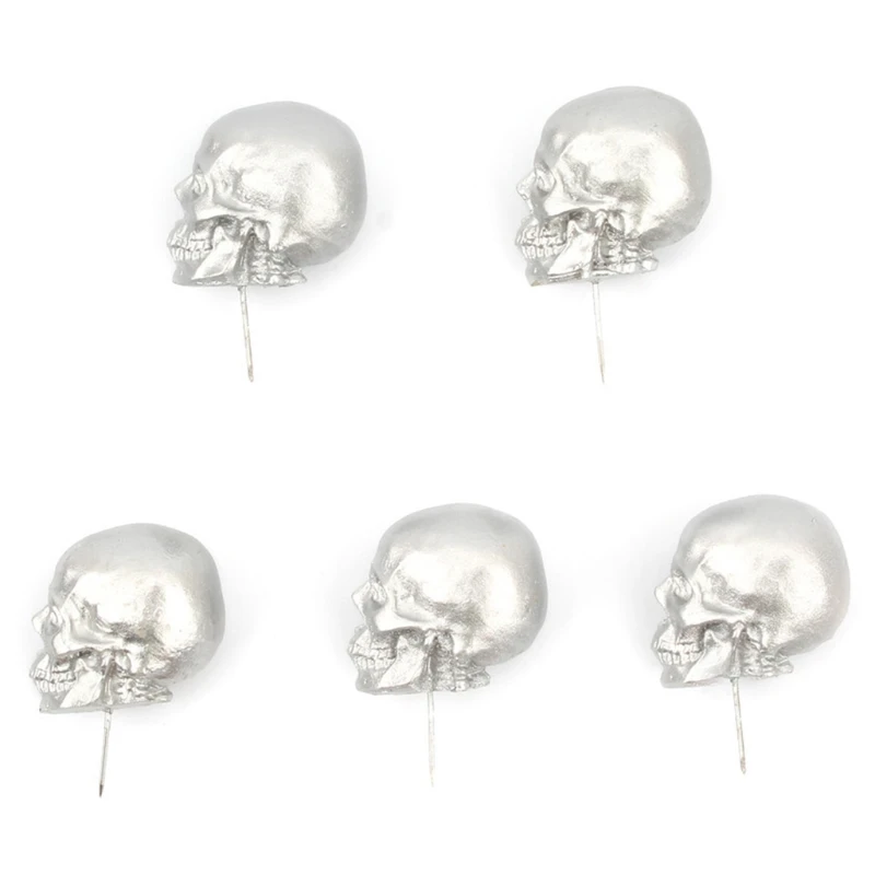 5pcs/box Resin Skull Thumbtack Drawing Pins Pushpin Cork Board Photo Wall Map Markers Office School Supply