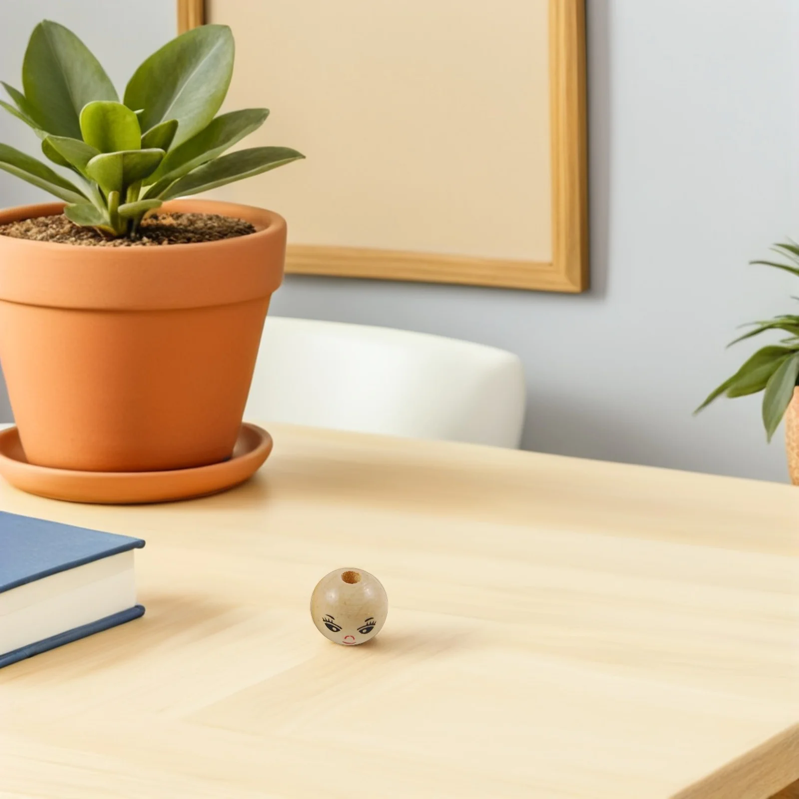 

100pcs 'S Bead 14Mm Wooden Beads Round Diy Craft Laughing Face Design Jewelry Making Accessories Creative Activity Gift