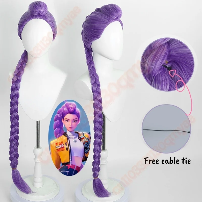 فيلم جديد Kpop شعر مستعار تأثيري ميرا رومي زوي شيطان الصيادين أرجواني أسود أحمر طويل الشعر مقاومة للحرارة بيروكات صناعية كرنفال الدعائم