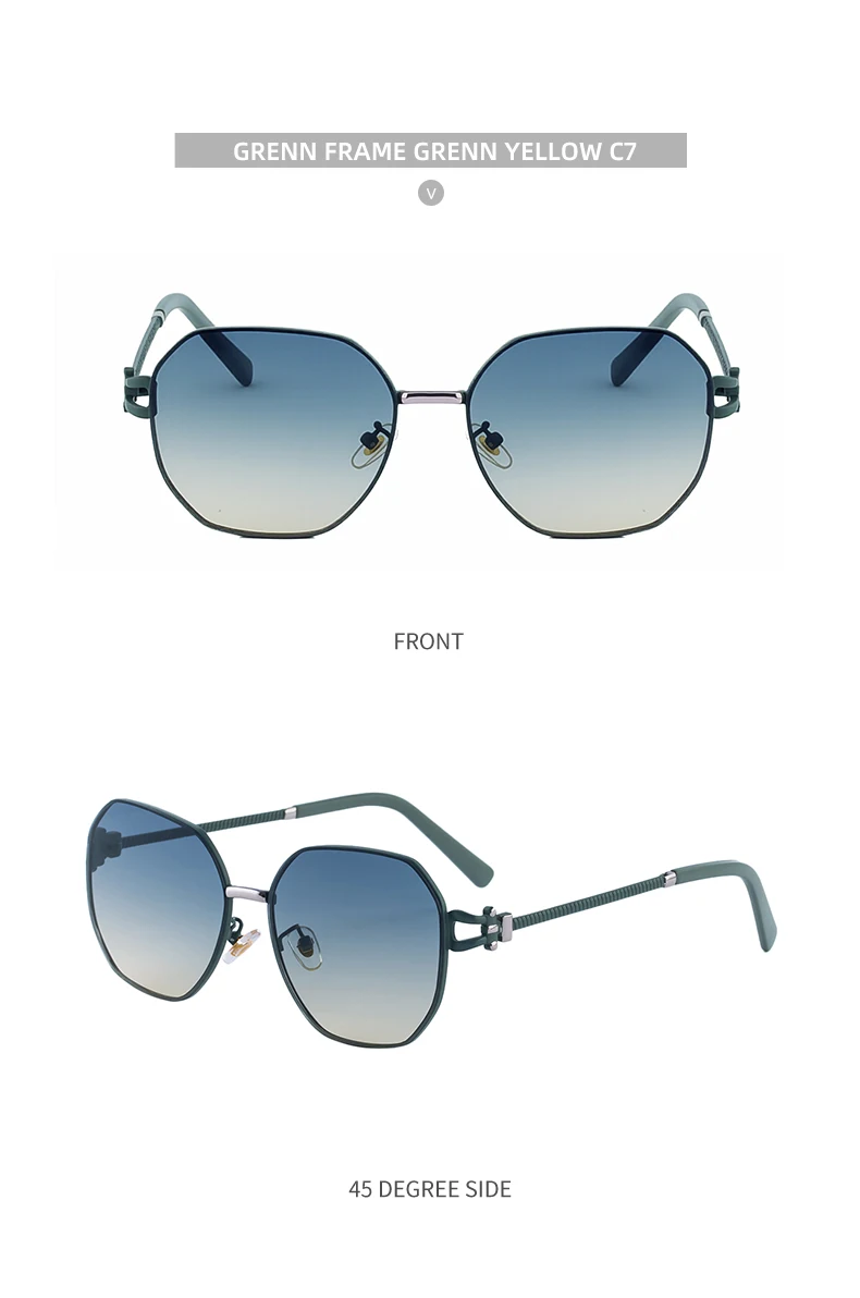 Übergroße quadratische Sonnenbrille für Damen – Luxusmarke 2026, Punk-Metallrahmen, Polygon-Sonnenbrille für Damen, modische Eyewear-Shades – Detail 19