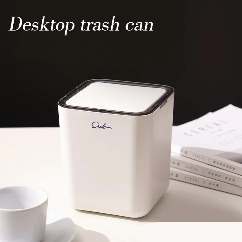 

Mini Desktop Waste Bin Plastic Pressing Trash Can Garbage Bin Household Trash Bin with Lid Dustbin Small Storage Bucket