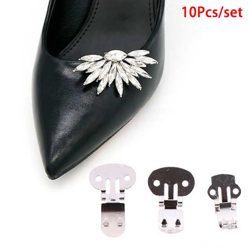 Em branco aço inoxidável flor sapatos clipes, ornamento nas descobertas, DIY Craft fivelas para sapatos acessórios, cor prata, 10pcs por lote