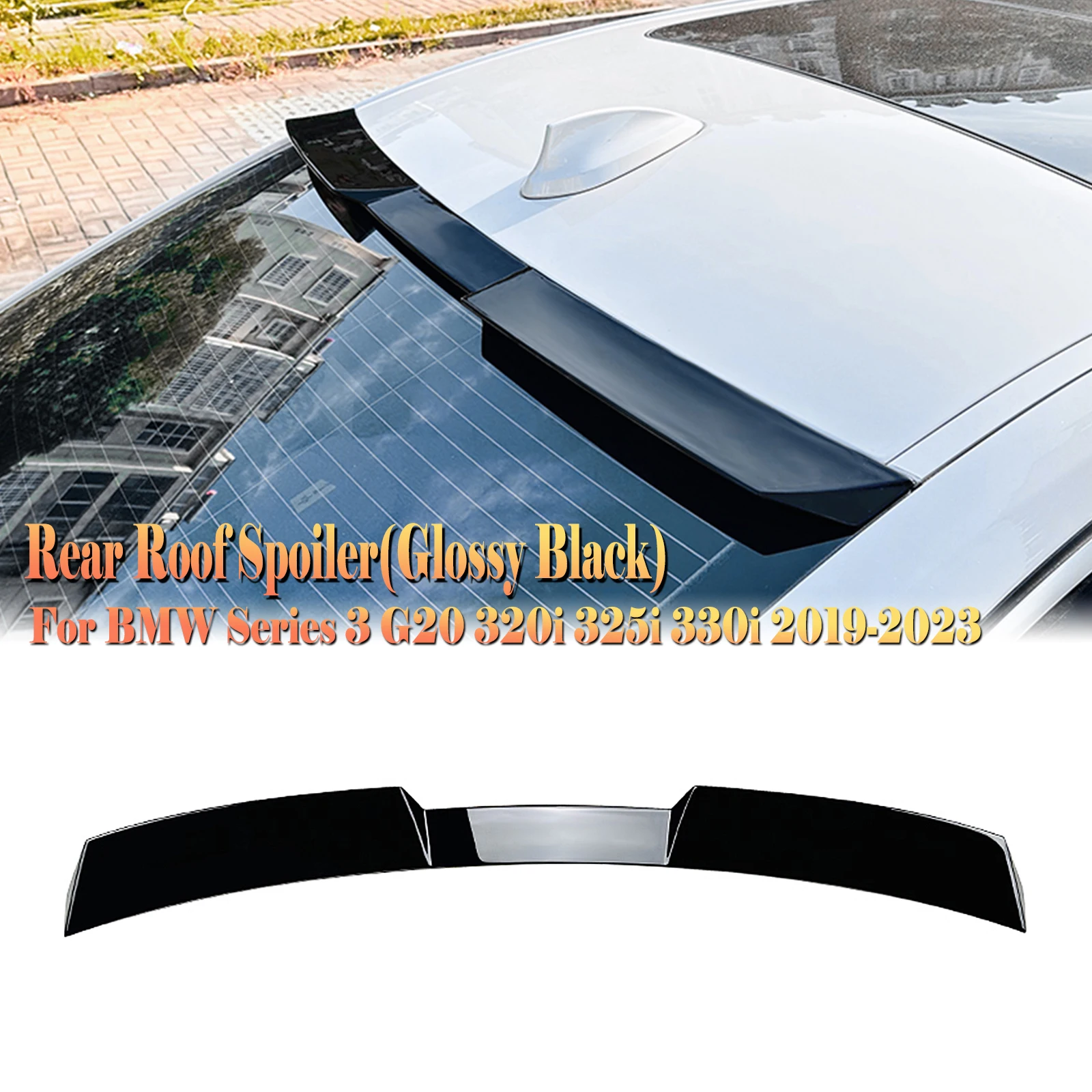 

Carbon Fiber Look/Gloss Black Rear Roof Spoiler Wing Upper Extension Lip For BMW 3 Series G20 320i 325i 330i G80 M3 2019-2024