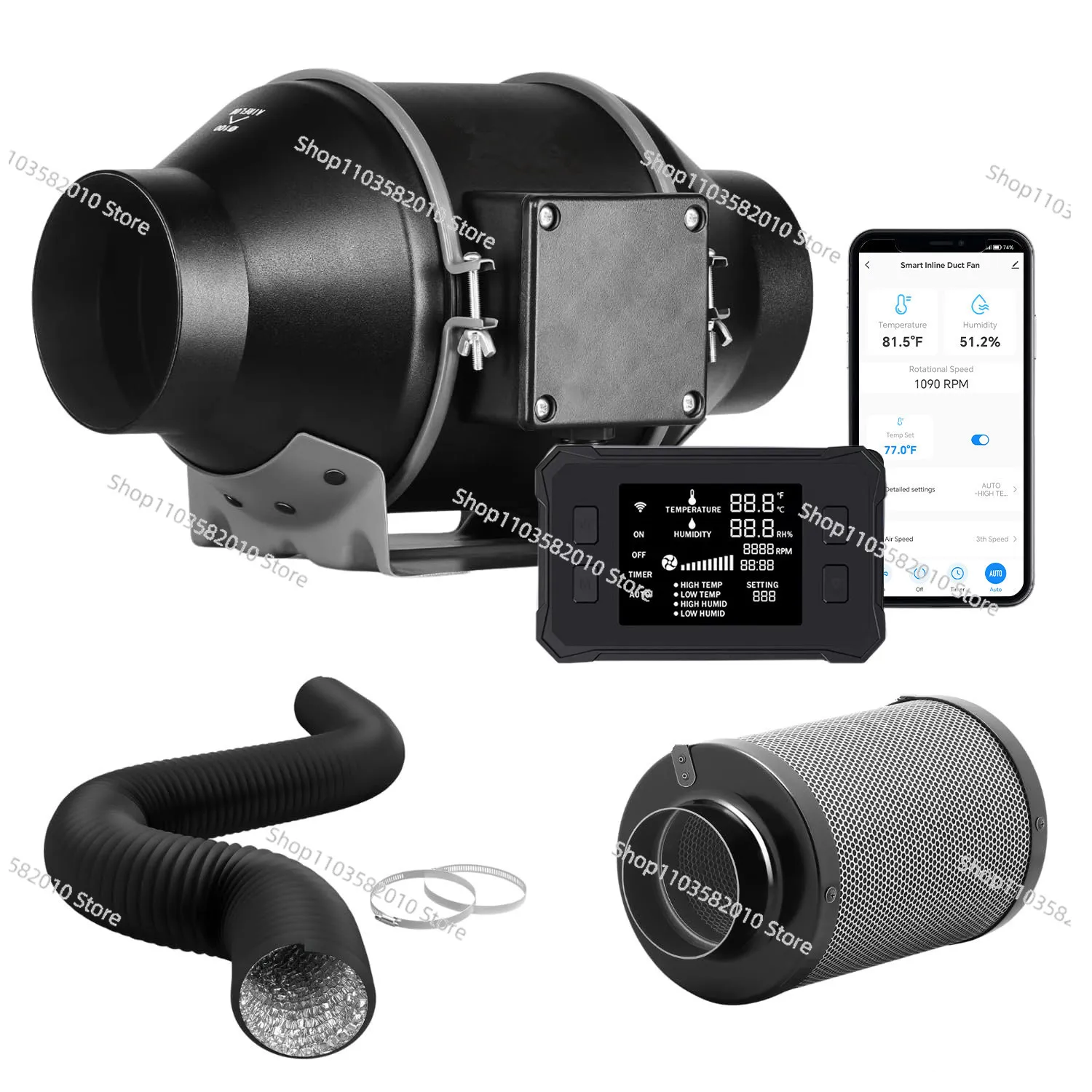 4 6 8 Inch Air Filtration Kit Smart Wifi Inline Duct Fan Ventilation Cooling Ventilation System For Indoor Plant Growing Tent