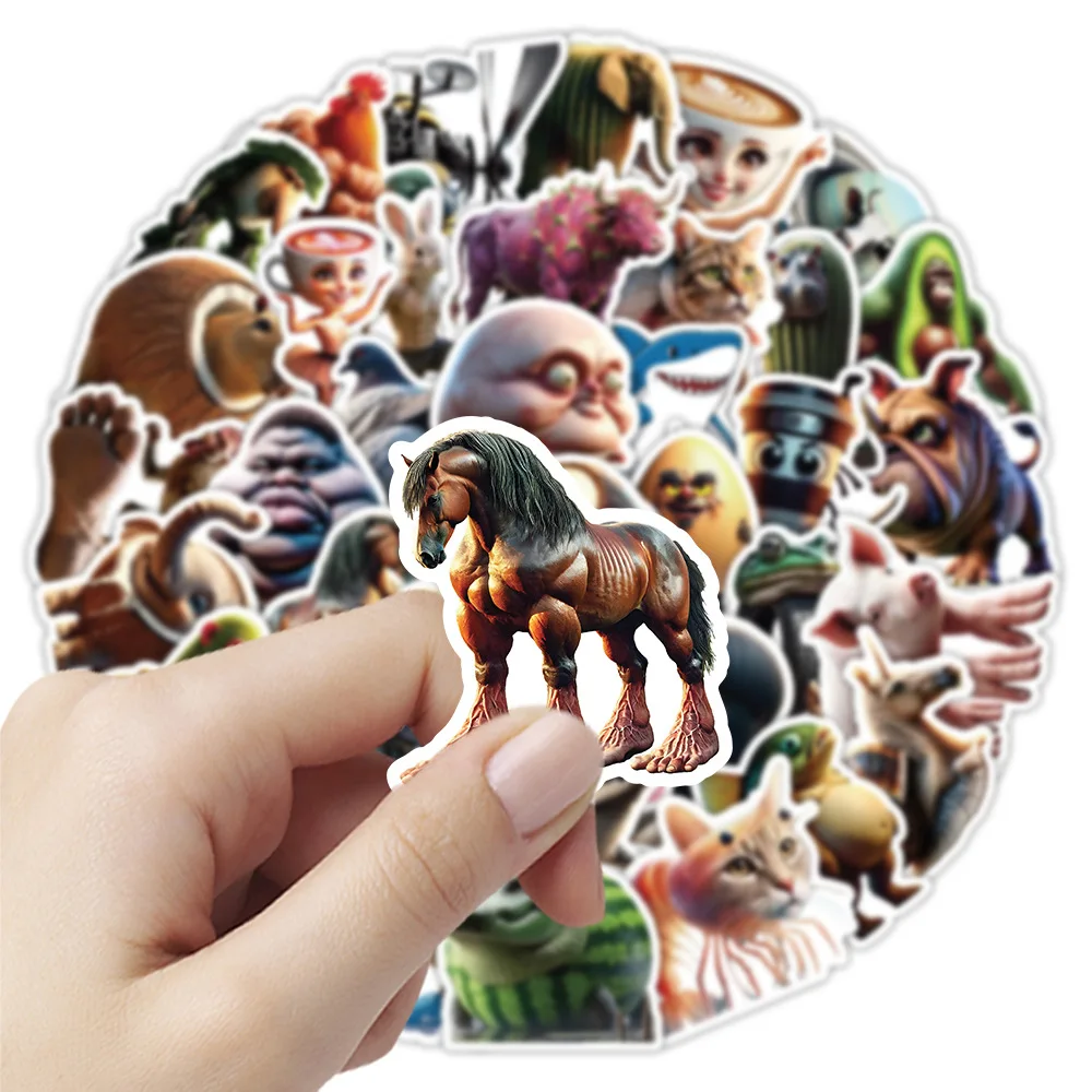 50 قطعة ملصقات الحيوان مجردة لطيف تونغ تونغ صحور الإيطالية Brainrot الحيوانات الكرتون ملصق مائي DIY بها بنفسك الأمتعة كأس الهاتف الغيتار مائي