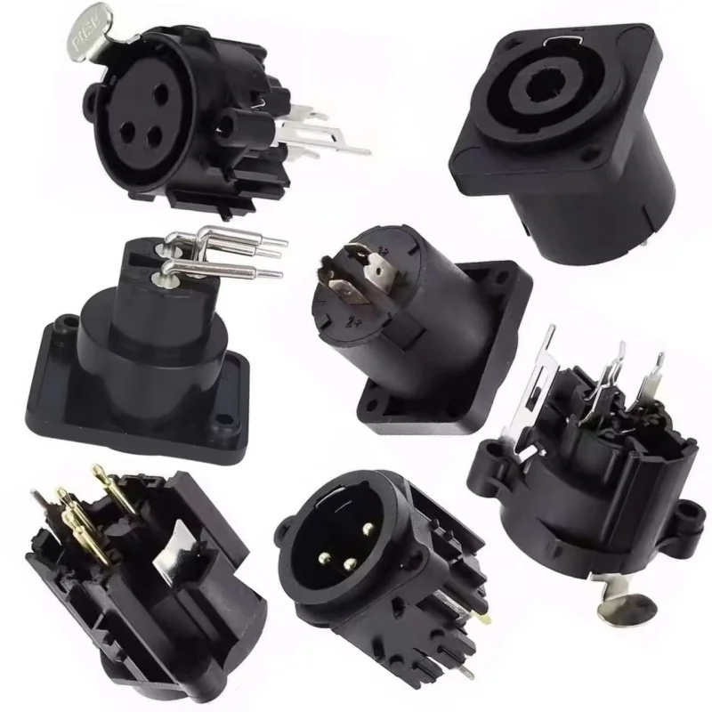 5pcs 3Pin XLR Connector Male Female Jack Socket Panel Mount Type Multi-function Cannon Audio Microphone Mixer Signal Connector