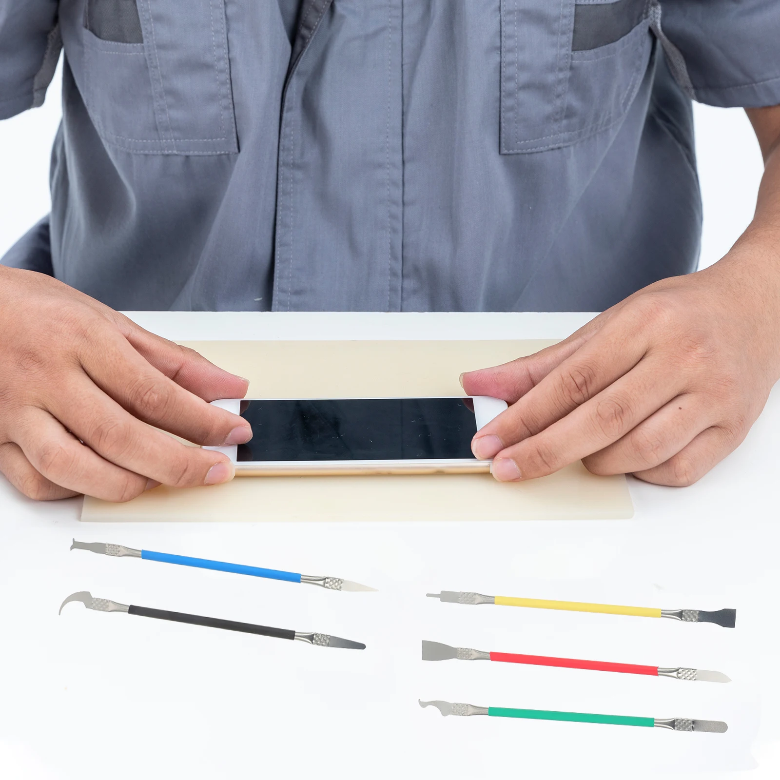 Kit de réparation de démontage de téléphone portable en acier inoxydable, outils de levier, ensemble de pied-de-biche Durable pour l'entretien du grattoir d'ouverture d'écran 5 pièces