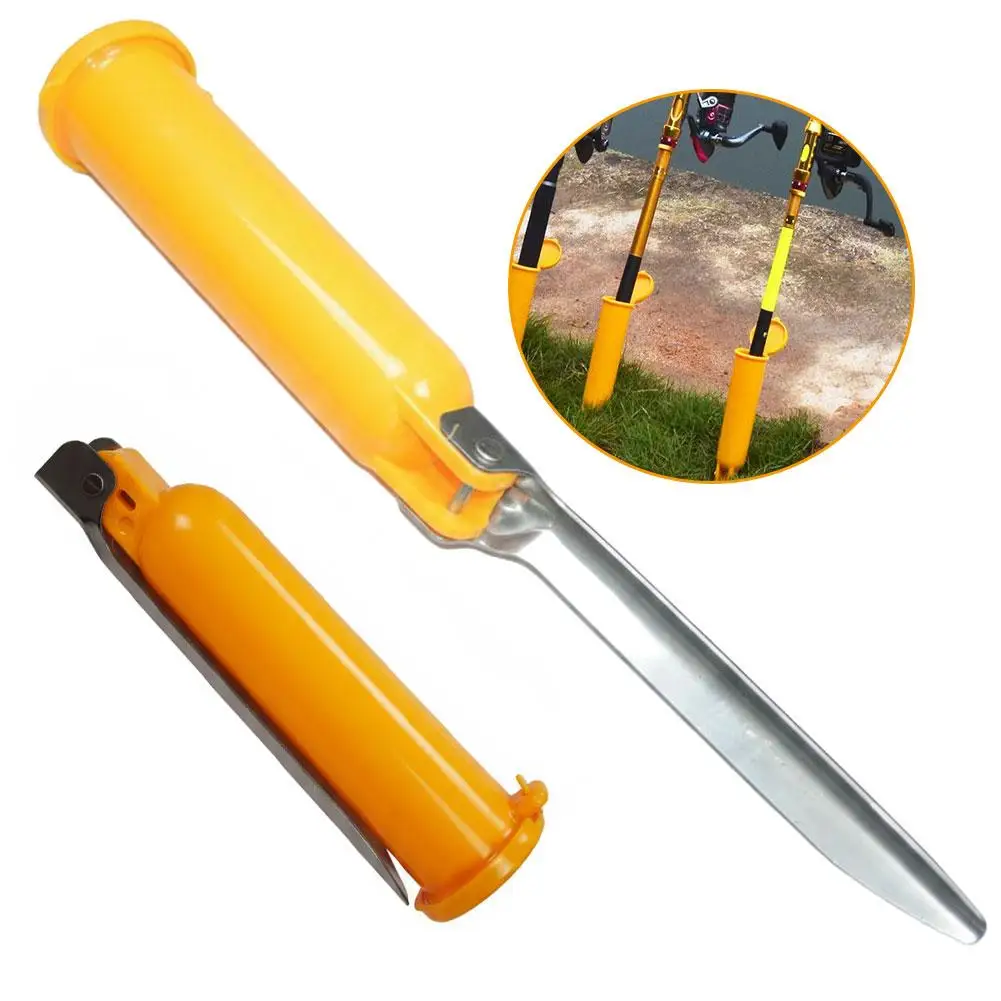 Portable Sea Fishing Rod Holder Ground Insert Stand Durable Metal Foldable Support Rack For Beach Lake River Fishing Anglers ﻿