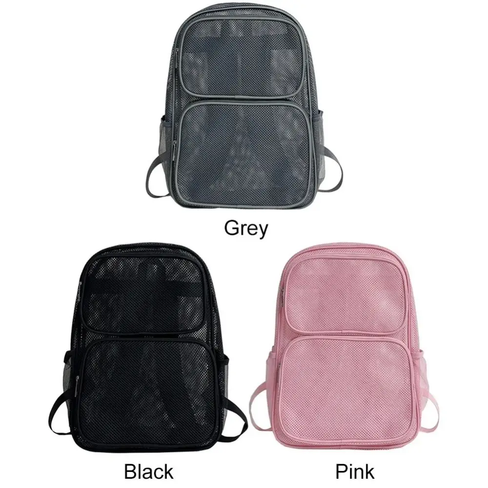 See Through Large Mesh Backpack Breathable Comfort Straps Mesh Travel Rucksack Large Capacity Quick Dry Simple School Bag