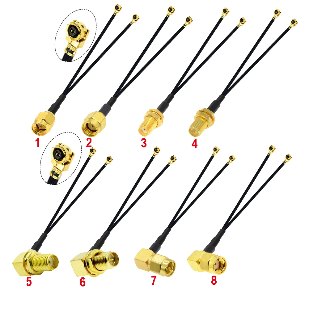 10PCS/LOT RP-SMA / SMA to 2 x IPX U.fl Female Jack RF1.13 Cable Splitter Combiner WIFI Antenna Extension Jumper Pigtail