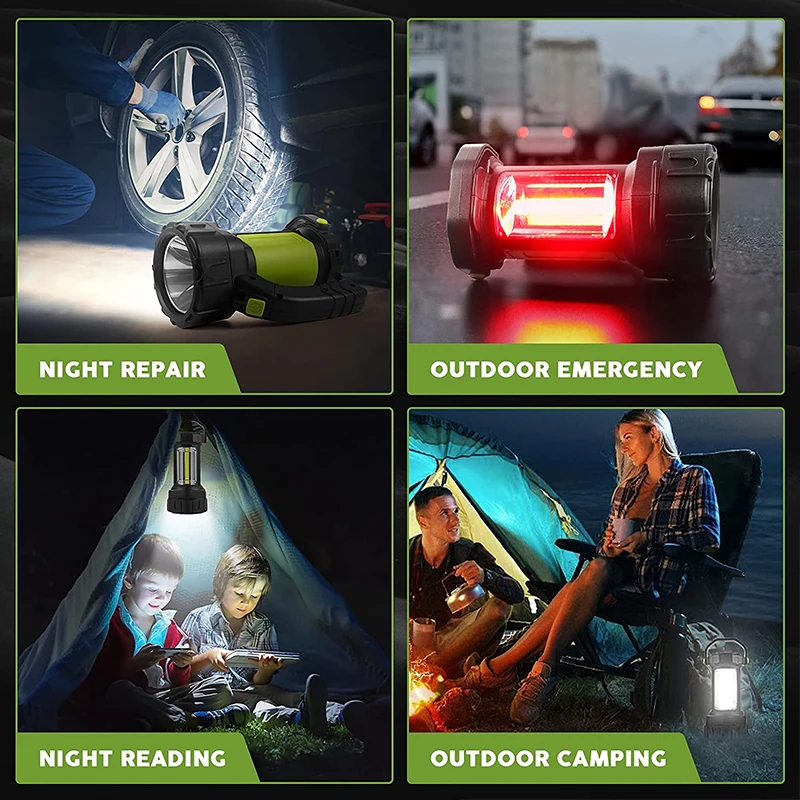 Portable Camping Lantern Powerful 4600mAh Rechargeable LED Flashlight Super Bright Hand Lamp Emergency Outdoor Hiking Spotlight