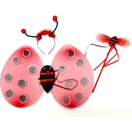 Aydınlı Party Accessories Ladybird Beetle Wing Set Wing Crown and Scepter