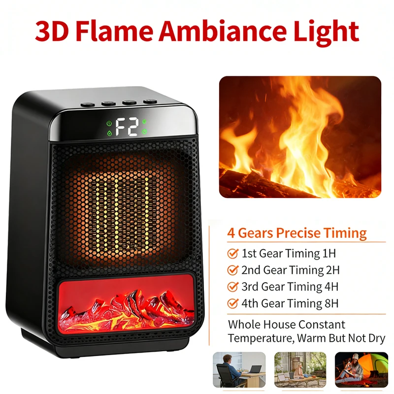 

Портативный настольный электрический обогреватель с термостатом, тихий тепловентилятор для спальни, офиса, зимнего обогрева помещений