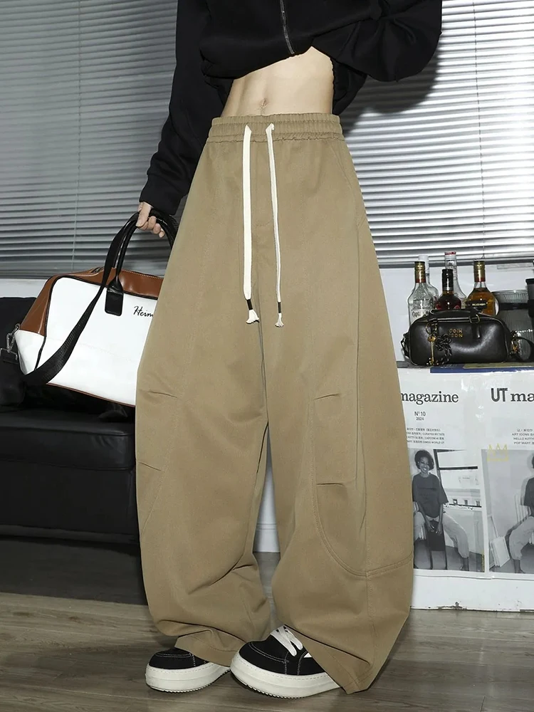 

Мужские брюки карго в стиле Y2K, свободные, с завязками, в американском стиле, модные, в стиле хип-хоп, универсальные, широкие штанины