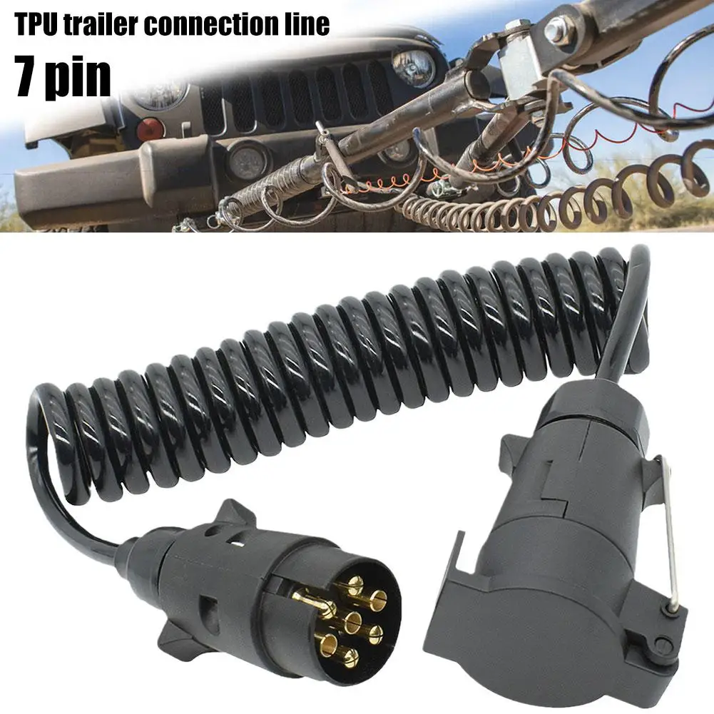 7 Pin Trailer Extension Coiled Cable Universal 7Pin Trailer Connector Cable Weatherproof Trailer Extension Cable image 3