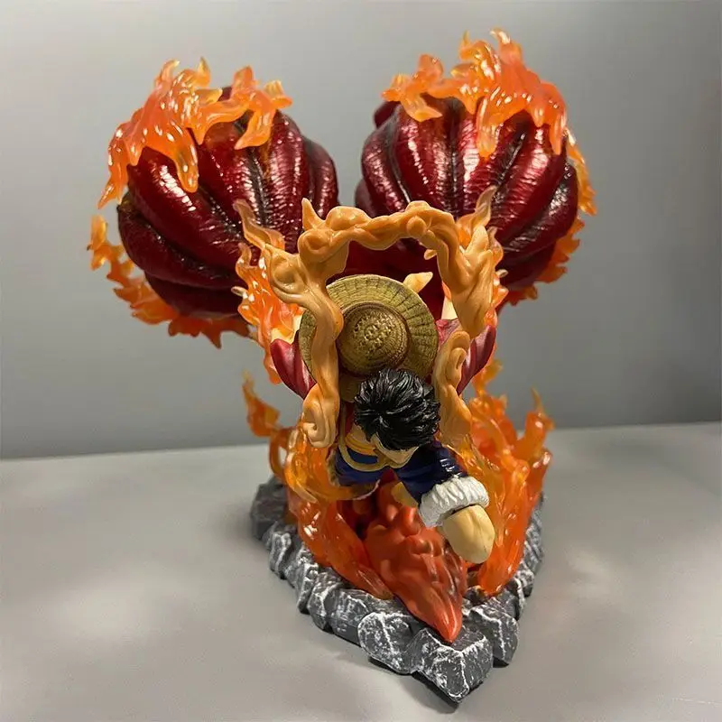 

20cm One Piece Grizzly Gun Road Flying Red Double Fist Anime Figure Model Statue Collection Desktop Decoration Ornament Toys