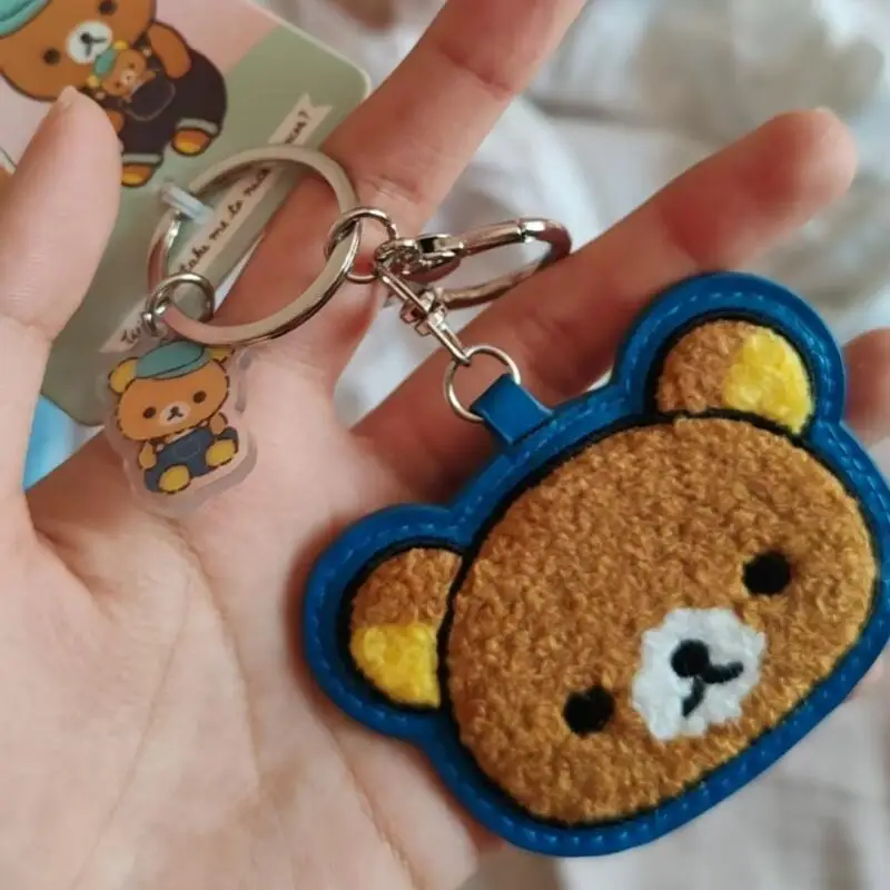 Rilakkuma Pu Transparent Small Card Slot Pendant Car Keychain Backpack Hanging Pendant Decoration Friend's Birthday Ideal Gift