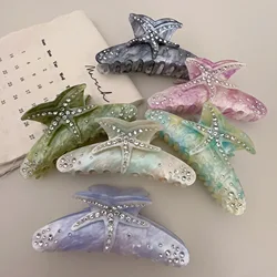 1 diamond-encrusted starfish hair grab super large shark clip three-dimensional acetic acid color hair grab clip