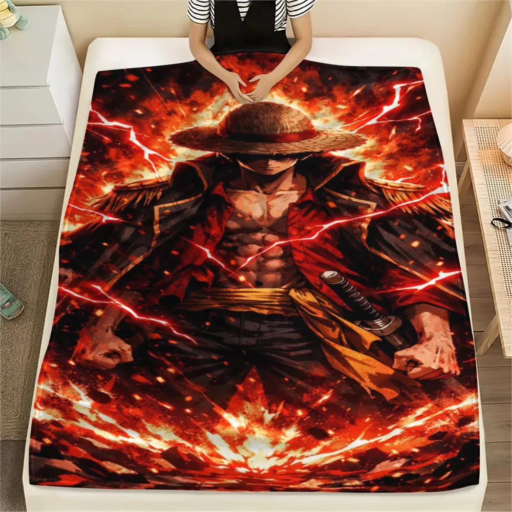 Luffy Outdoor Gathering Flannel Blanket, Warm Printed Cover for Daily Bedroom Rest and Short Distance Travel.-TING