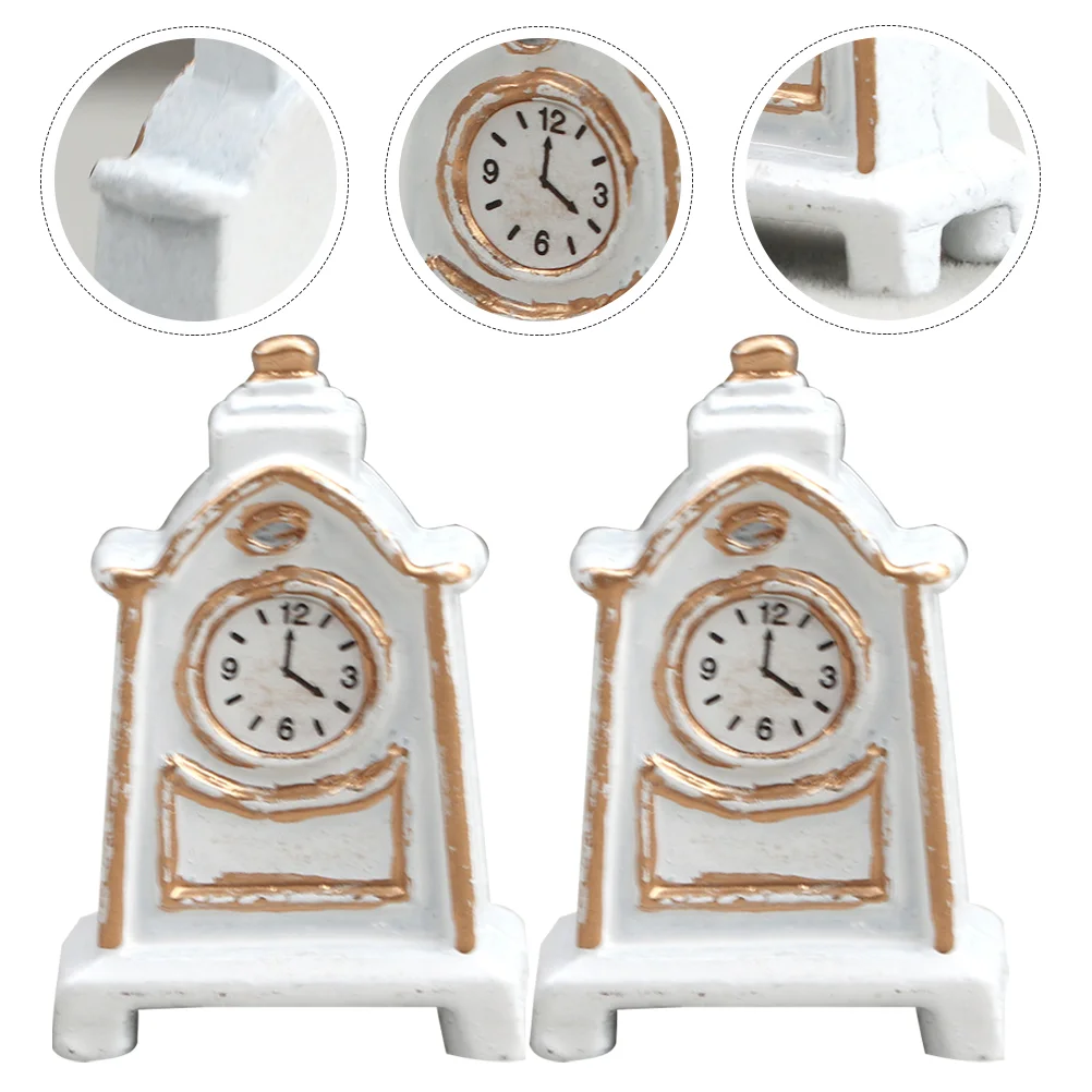 2 Pcs Dollhouse Clock Retro Decor Miniature Kit Vintage Style Pendulum Toy Room