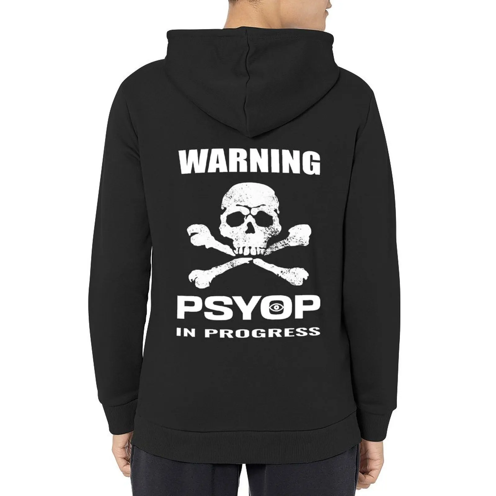 

Classic Conspiracy Skull and Bones PSYOP operation warning Hoodie men clothing men wear japanese style men's hoodies