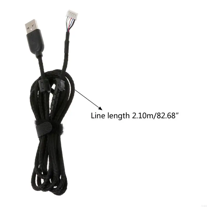 

A9BD Computer Mouse Replacement Accessories Durable Wear Resistant Black Nylon Braided Line USB Cable for G502