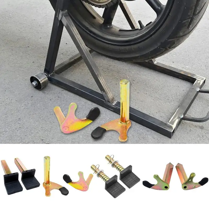 Soporte de alta resistencia para motocicleta, accesorio de 2 piezas, marco de elevación de motocicleta, soporte de cabeza de estante de estacionamiento, brazo basculante en forma de U, soporte de elevación de carrete