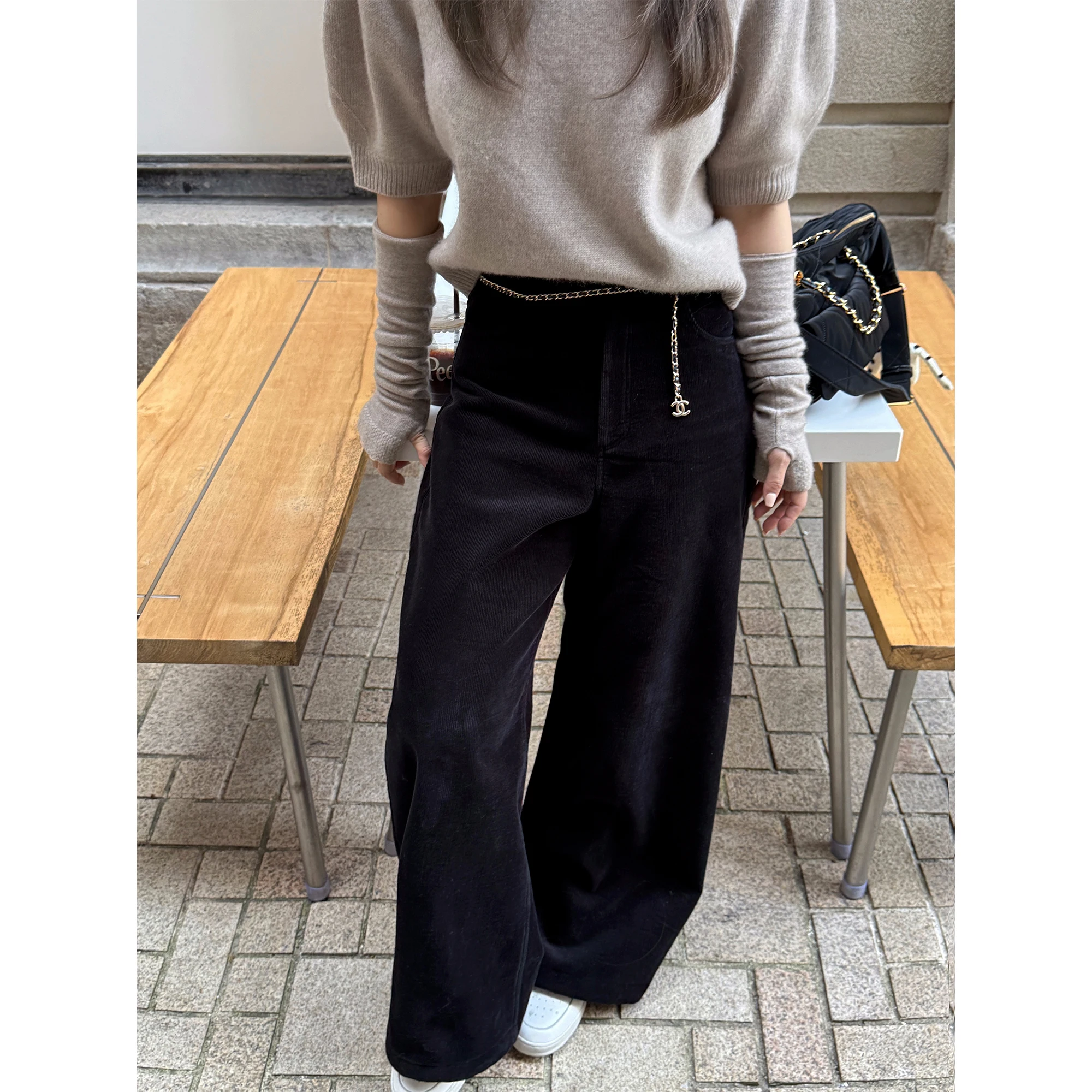 

Faionable Thi Velvet Waed Casual Pants Women's Autumn Winter Cotton 00% Cosite Thi Fce Chic Sle