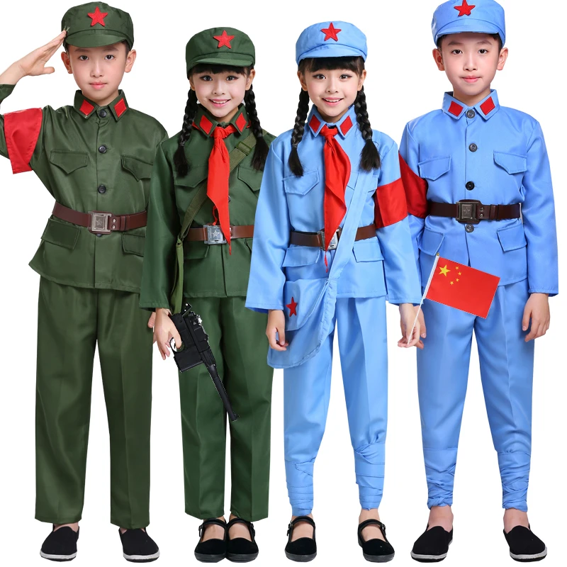 Ropa del ejército de octava ruta para niños, actuaciones en escenario rojo para adultos, nuevo uniforme del cuarto ejército para niñas, ropa de coro, Cosplay