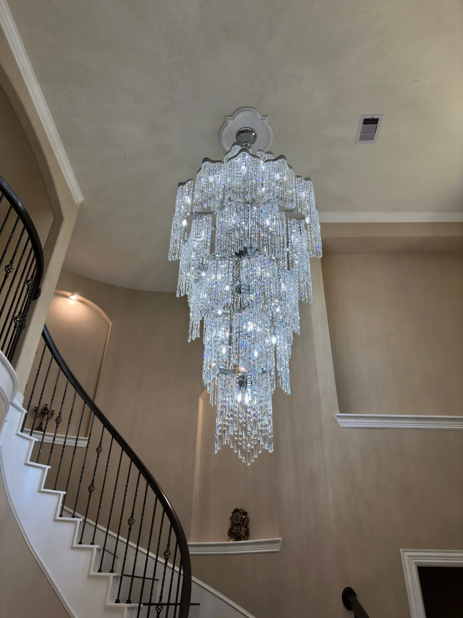 Duplex crystal chandelier hotel loft lobby American villa living room hollow luxury decorative staircase lamp