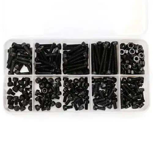 Imagen 2 del producto 280 unids/caja M2 M2.5 M3 kits de tornillos tornillo de cabeza hueca hexagonal DIN912 Kits de pernos de cilindro hexagonal de acero negro
