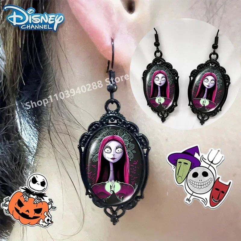 Disney-pendientes de dibujos animados de pesadilla antes de Navidad, Jack Sally, colección de Halloween, accesorio de moda, joyería para regalo