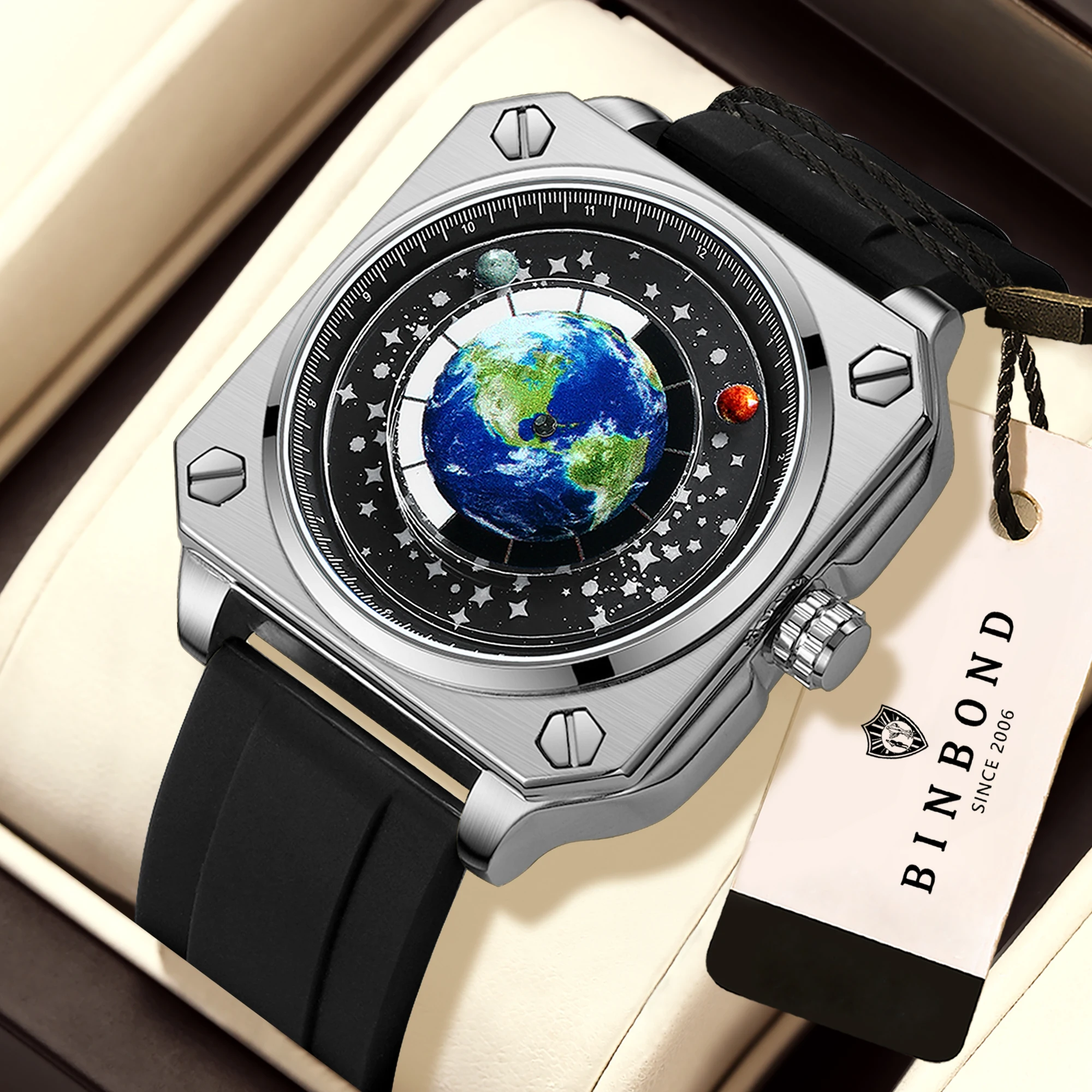 BINBOND Earth&star Quarz-Armbanduhren für Herren Luxuriöse Leuchtende Wasserdichte Präzise Herrenuhr Langlebige Originalmarke Reloj
