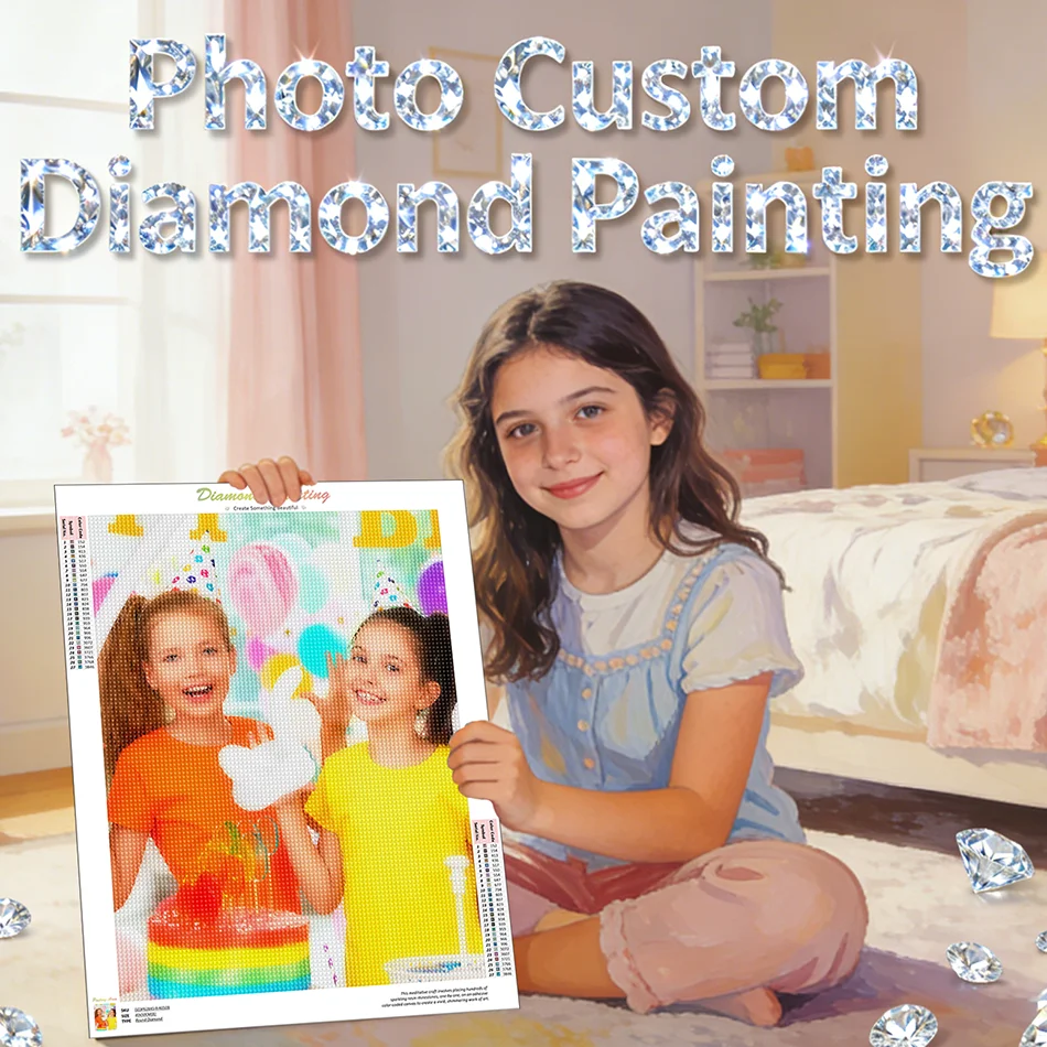 GATYZTORY Photo Custom Diamond Painting Set Customized birthday gift with friends taking group photos Rhinestones Cross Stitch