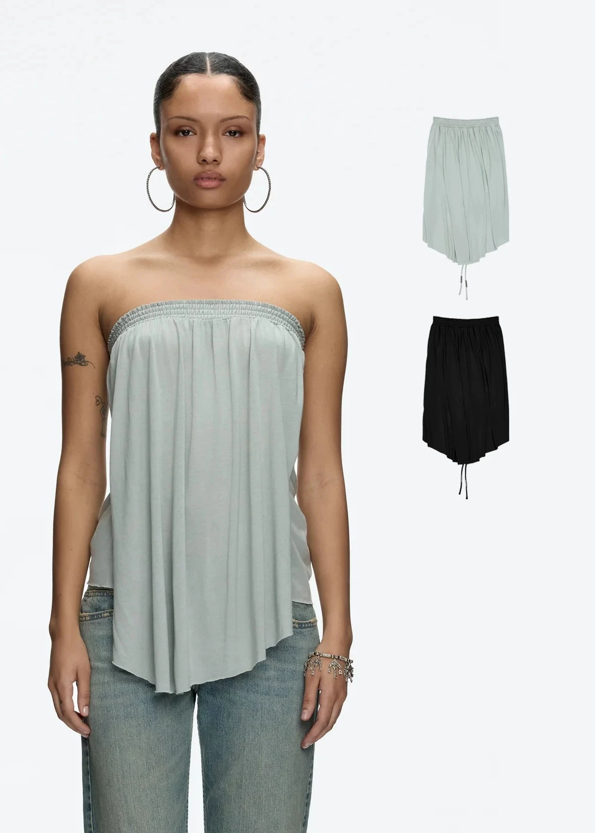 

Tank 2025SS new minimalist style, elastic waterfall effect, multiple wearing styles, pleated strapless