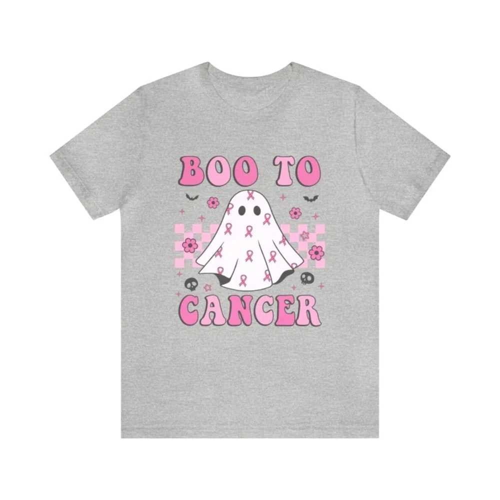 Halloween Boo To Breast Cancer Shirt Cancer Awareness TShirt Pink Ribbon Cancer Support Team Women Tee Warrior Fighter Tops