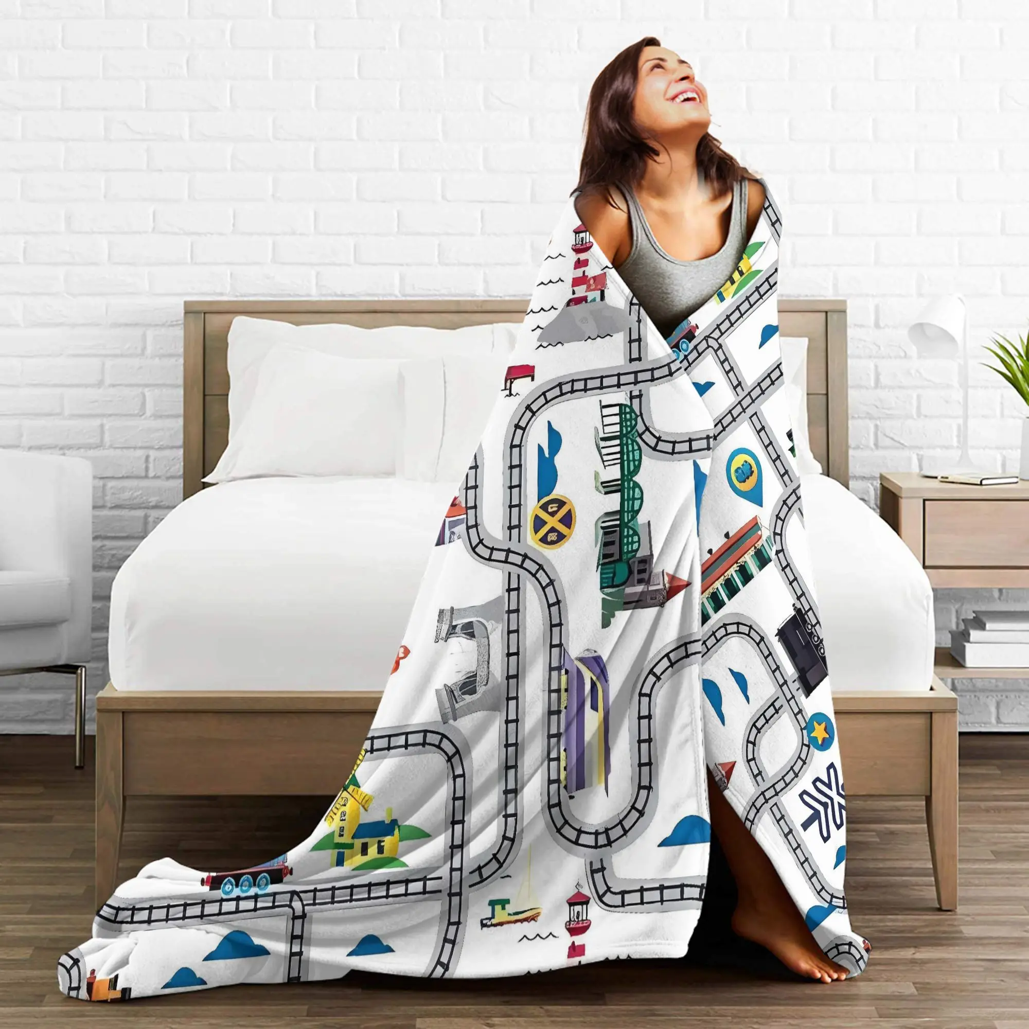 رايلي بليك C12512 بطانية الفانيلا T-Thomas The Train Friends مسارات السكك الحديدية سوبر الدافئة الفراش يلقي للمفرش أريكة سرير