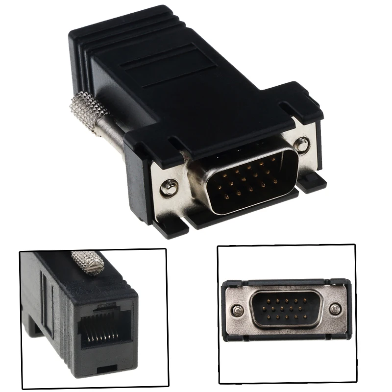 RJ45 to VGA Extender Female/Male to Lan Cat5 Cat5e/6 RJ45 Network Ethernet Cable Female Adapter PC Extra Switch Converter