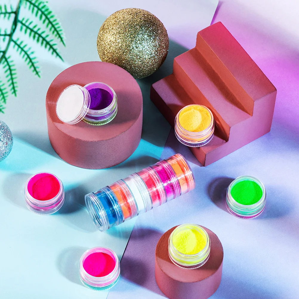 12 caixas de pó de unha cor doce conjunto para manicure uv pigmentos acrílicos poeira unha rosto corpo decoração de cabelo