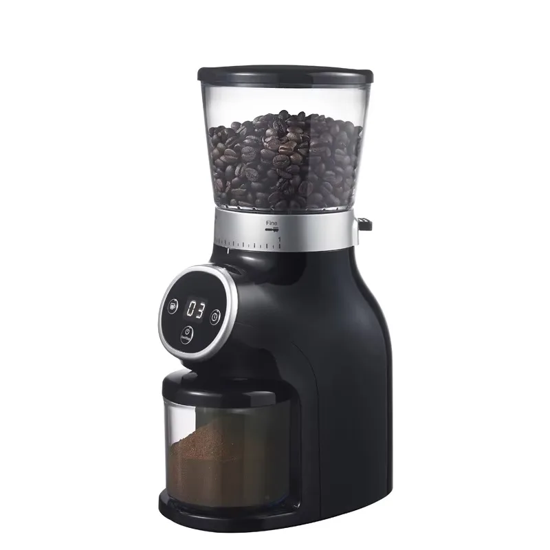 Large-capacity commercial electric coffee bean grinder with touchscreen, suitable for home coffee shops, hotels