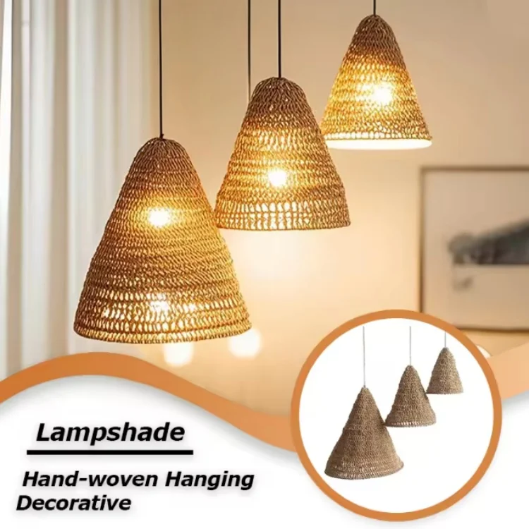 Handmade Weave Rope Hanging Lampshade Bohemian Style Hemp Rope Lamp Covers For Home Restaurant Pendant Light Cover Decoration