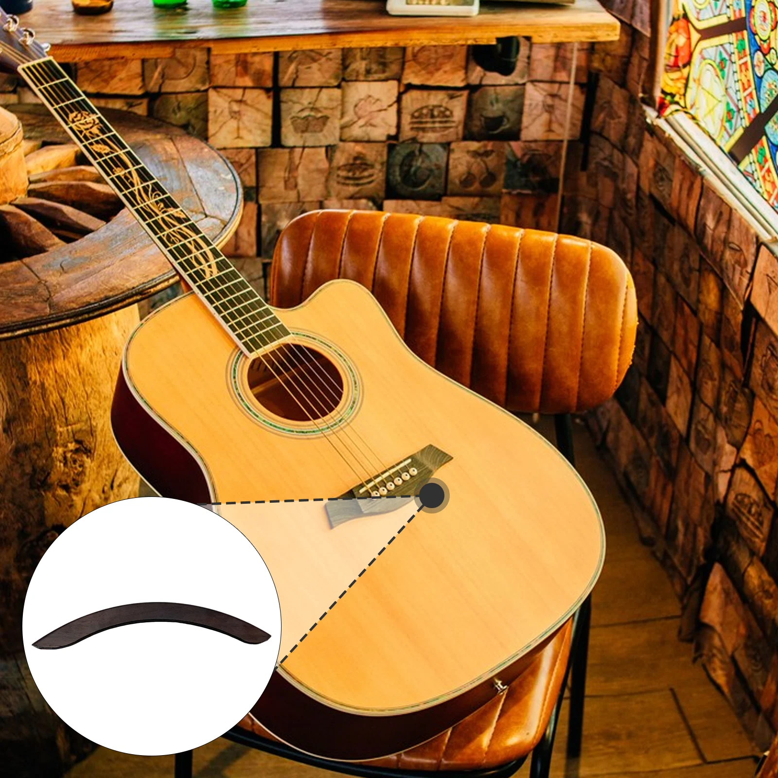 مسند ذراع الجيتار خفيف الوزن، أداة خشبية سهلة التركيب، مسند ذراع الجيتار مقاس 7.63 بوصة بديل للذبعات الصوتية الكلاسيكية