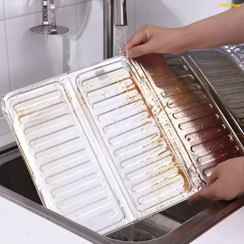 

U1JB Heat Proof Aluminum Splash Shield for Cooking Stove Three Panel Design Splash Guard Easy Installation and Cleaning