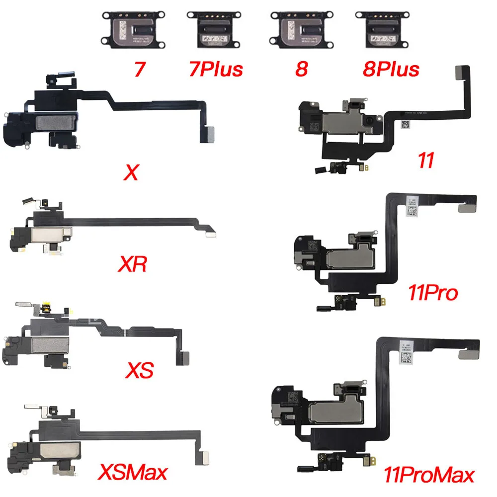 Ear Speaker Earpiece Flex Cable  For iPhone  7 7P 8 Plus X XR XS MAX 11 12 Mini Pro Max Replacement Parts