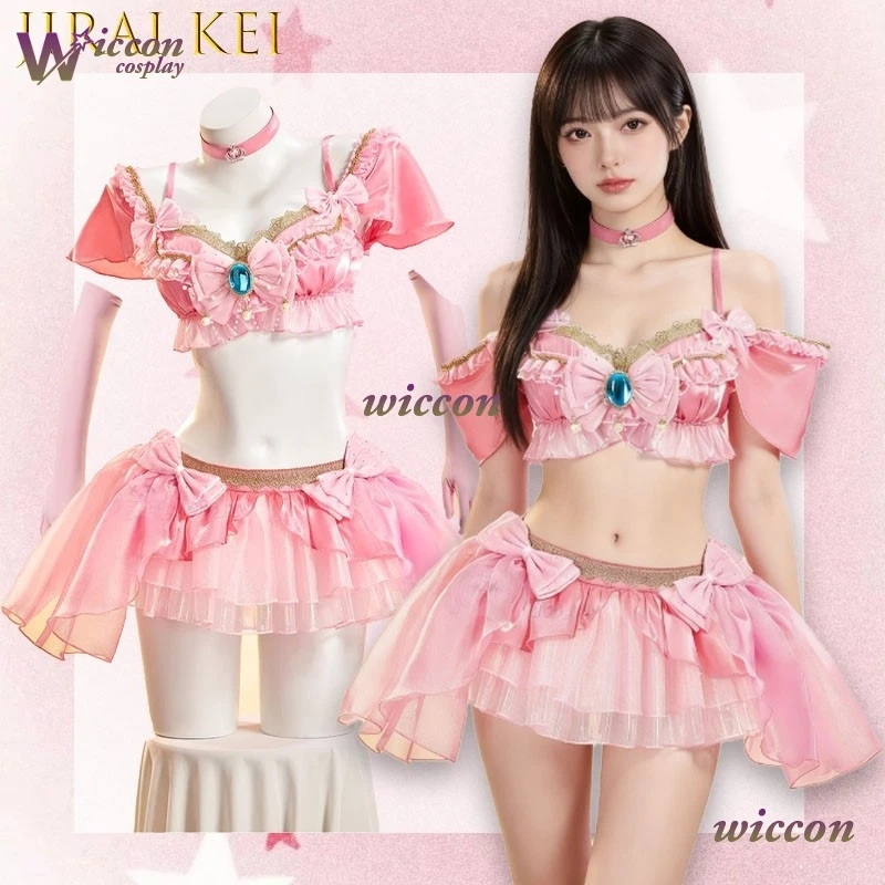 

Комплект «Принцесса Персик»: мини-юбка и топ для музыкального фестиваля, косплей-костюм в стиле аниме Лолита, образ горничной с милыми розовыми кошачьими ушками