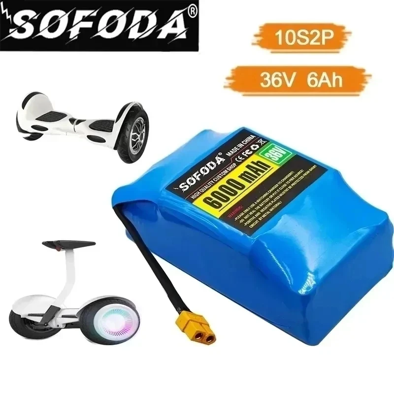 

SOFODA 36V 6.0AH rechargeable li-ion battery pack lithium ion for electric self balance scooter hoverboard unicycle