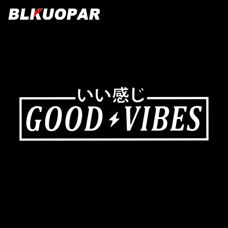 BLKUOPAR GOOD VIBES Japanese Text Car Stickers Fashion Vinyl Decal Scratch-Proof Die Cut Motorcycle Caravan Car Lable